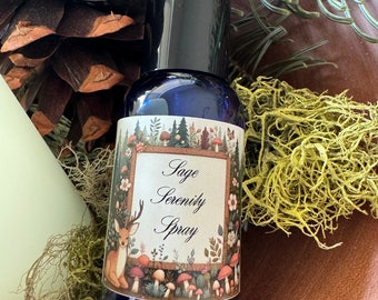 Spray do pomieszczeń i ciała Sage Serenity: naturalne olejki eteryczne, wegański (1 uncja)