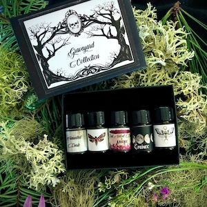 Graveyard Collection, Essential Oil Sample Bottles, Haunted, Gothic, Witchy Perfume, Spooky Gifts for Halloween Lovers, Best Selling Perfume