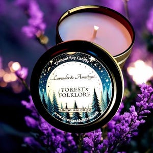 Lavender Amethyst Coconut Soy Candle: Aromatherapy Spa Candle image 3