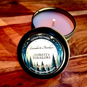 Lavender & Amethyst 4 oz. candle, made with coconut soy wax