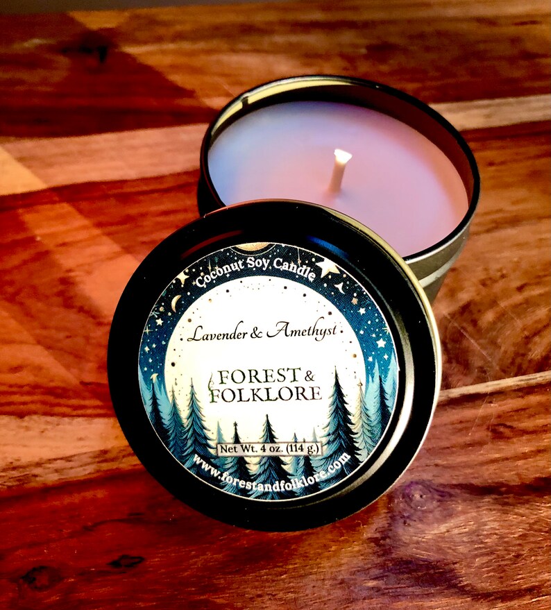 Lavender & Amethyst 4 oz. candle, made with coconut soy wax