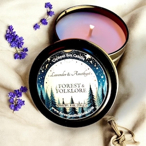 Lavender Amethyst Coconut Soy Candle: Aromatherapy Spa Candle image 5