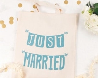 Jutebeutel - Just Married - blau