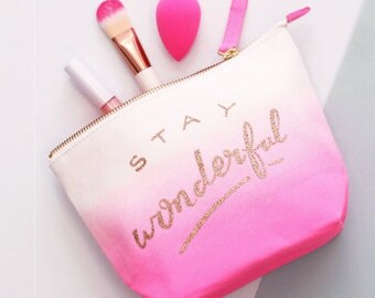 Kulturtasche Stay Wonderful - pink ombre