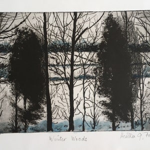 Winter Woods Original Etching