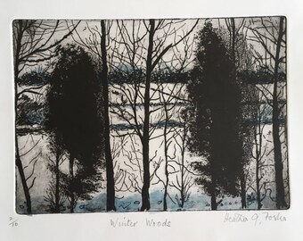 Winter Woods Original Etching