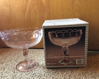 Vintage Indiana Glass Garland Teardrop Pink Glass Pedestal Compote Fruit Bowl Candy Dish.  No international shipping from this shop