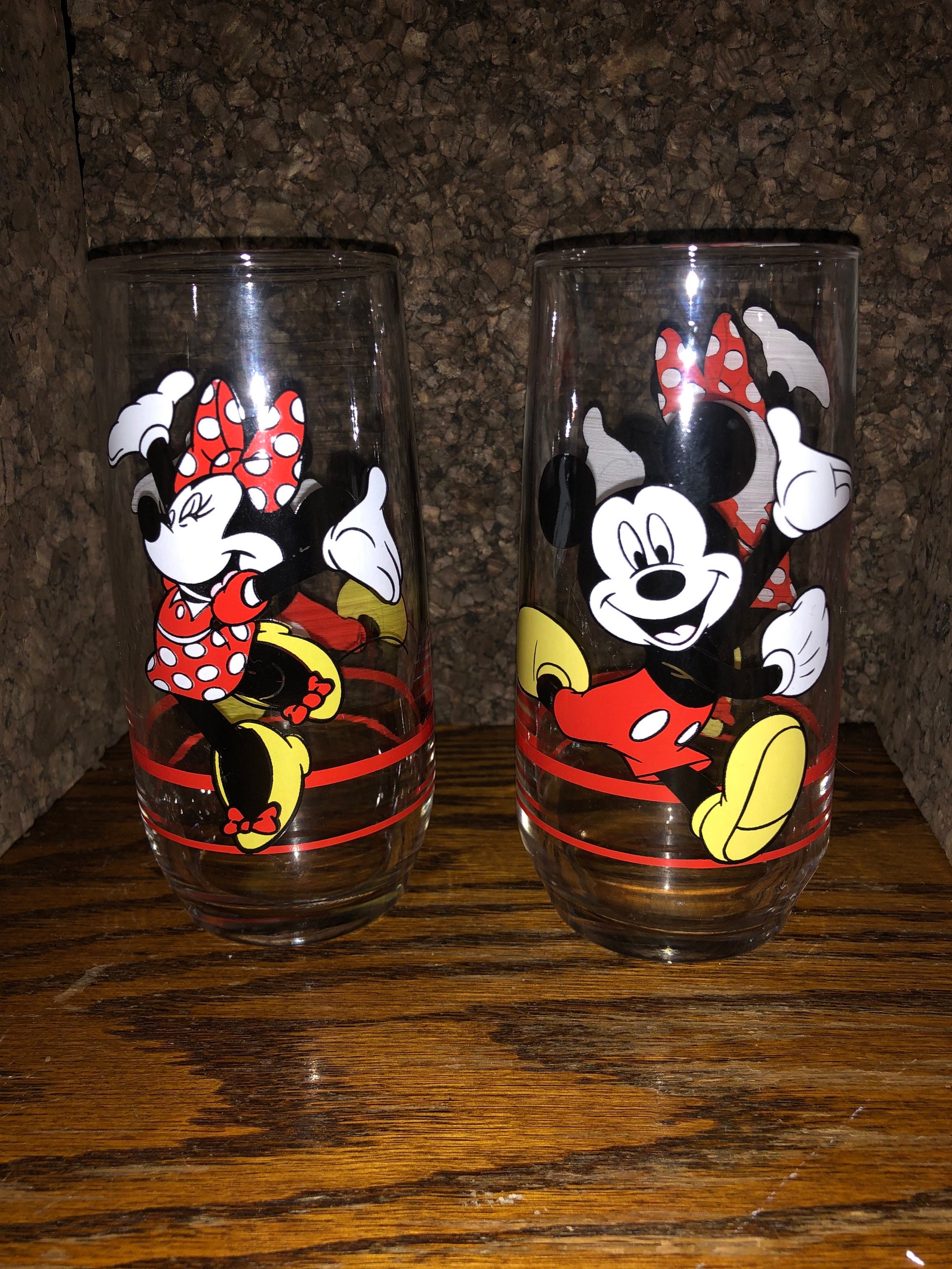 Disney Mickey and Minnie drinking glasses set of 2 Etsy