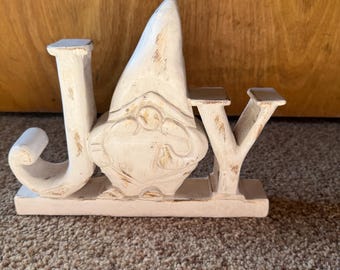 Wooden Joy Gnome Tabletop Decoration Vintage Distressed Farmhouse style  Sorry, no international shipping from the shop including Canada