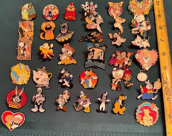 Assorted classic cartoon badge pins listing #3 of Disney Looney Tunes Mickey Gremlins Batman sorry no international shipping from this shop