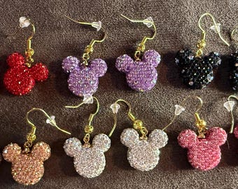 Disney Mickey Mouse Head Rhinstone earrings no international shipping from this shop