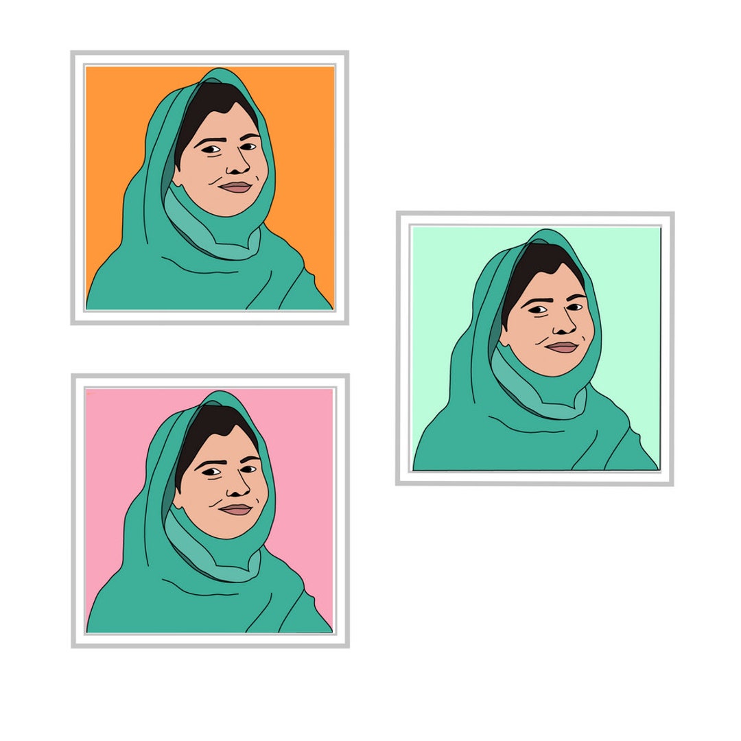 Malala Yousafzai Digital Art Handmade Hand-drawn Printable Download 3 ...