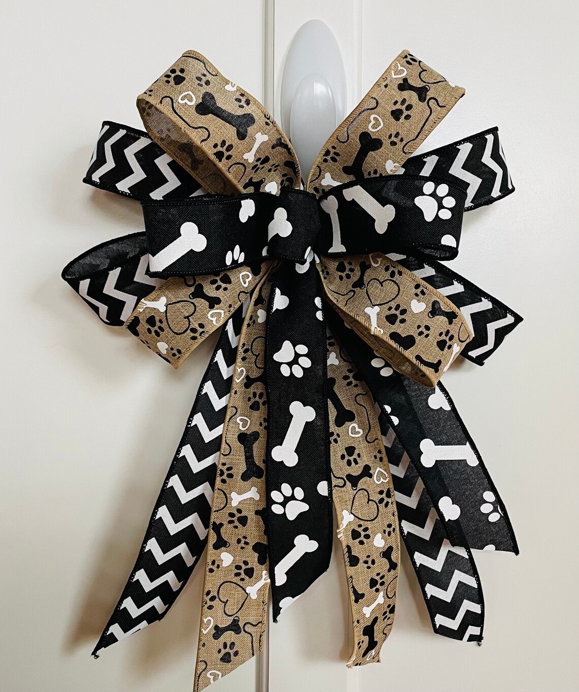 Paw Print Bow Dog Bow Dog Bone Bow Wreath Bow Neutral Dog Etsy