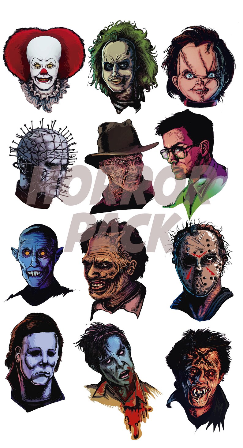 HALLOWEEN Horror Movies Characters Pack IT BEETLEJUICE Png Ai Etsy