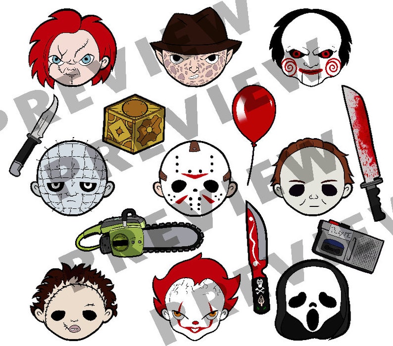 Chibi Horror clipart png halloween it chucky leatherface Etsy Pennywise clown bead patterns pattern beads peyote panel stitch perler pixel cross pony halloween characters kandipatterns hama kandi pdf sprite