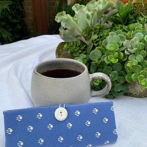 Blue and white tea wallet, travel tea organizer, tea caddy, great gift for tea lover