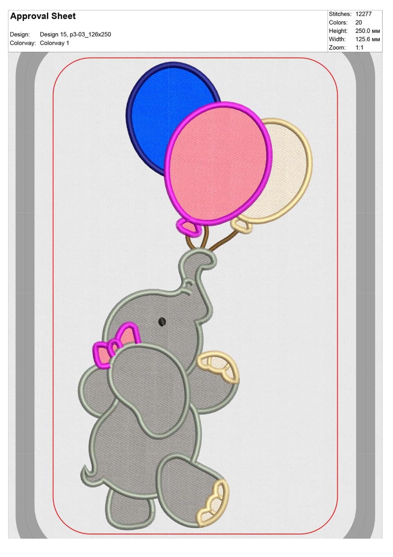 Elephant with balloons machine jessecmault appliqu  etsy