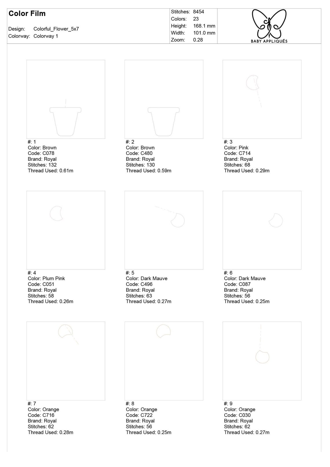 Colorful Flower Machine Embroidery Appliqué Etsy