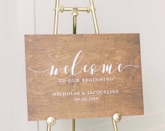 Wedding Welcome Sign - Custom Wood Wedding Sign - Welcome To Our Beginning