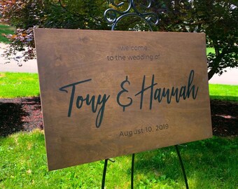 Wood Wedding Sign - Welcome to our Wedding Name sign - personalized wedding Decor - Name Sign