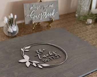 3D Wedding Guest Book Alternative - Rustic Guest book - Wooden 3D Guest Book Sign - Unique Wood Guestbook -Wreath Wedding Sign