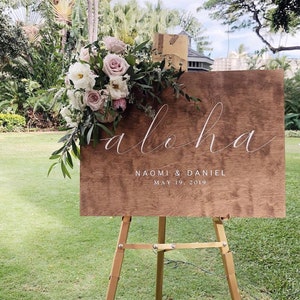 Aloha Wedding Sign - Wedding Welcome Sign - Custom Wood Wedding Sign - Hawaian Ceremony Sign