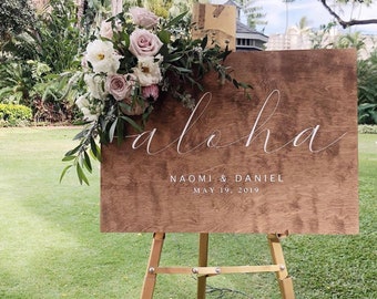 Aloha Wedding Sign - Wedding Welcome Sign - Custom Wood Wedding Sign - Hawaian Ceremony Sign