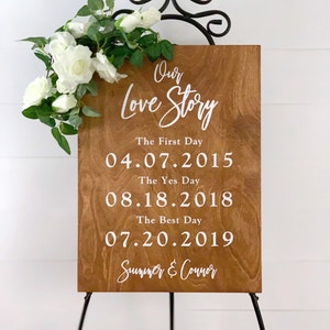 Wood Wedding Sign, Our Love Story Sign, First Day Yes day Best Day Sign, Welcome Wedding Sign