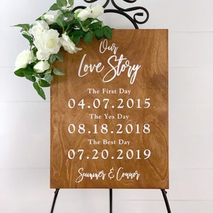 Wood Wedding Sign, Our Love Story Sign, First Day Yes day Best Day Sign, Welcome Wedding Sign, Anniversary Gift, Wedding Gift gift image 2