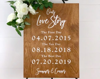 Wood Wedding Sign, Our Love Story Sign, First Day Yes day Best Day Sign, Welcome Wedding Sign