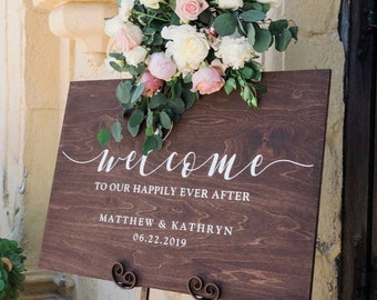 Wedding Welcome Sign - Custom Wood Wedding Sign - Personalized Ceremony Sign