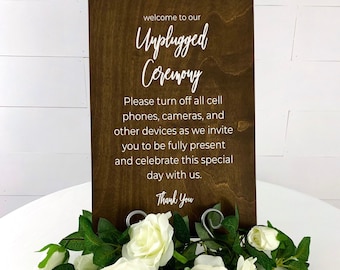 Unplugged Ceremony Sign - Rustic Unplugged Wedding Sign - Welcome to Our Unplugged Ceremony