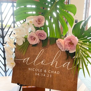 Aloha Wedding Sign, Wedding Welcome Sign, Custom Wood Wedding Sign, Hawaiian Ceremony Sign, Tropical Wedding Sign, Hawaiian theme Wedding