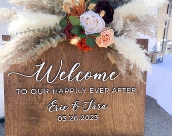 Wedding Welcome Sign, Custom 3D Wood Wedding Sign, Boho Wedding Décor, 3D wedding signage, 3D Wedding Name Board, Happily Ever After