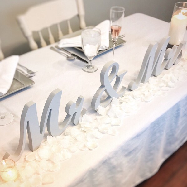 Large Wooden Mr and Mrs Wedding Signs, Wedding Decor, Large Mr & Mrs Letters for Sweetheart Table,  7" custom head table letters sign