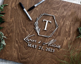 3D Hexagon Wedding Guest Book Alternative - Rustic Guest book - Wooden 3D Guest Book Sign - Unique Wood Guestbook - Hexagon Wedding Sign