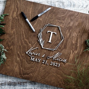 3D Hexagon Wedding Guest Book Alternative - Rustic Guest book - Wooden 3D Guest Book Sign - Unique Wood Guestbook - Hexagon Wedding Sign