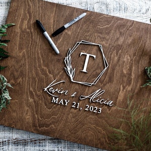 3D Hexagon Wedding Guest Book Alternative - Rustic Guest book - Wooden 3D Guest Book Sign - Unique Wood Guestbook - Hexagon Wedding Sign