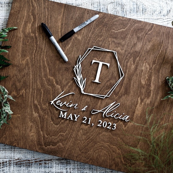 3D Hexagon Wedding Guest Book Alternative - Rustic Guest book - Wooden 3D Guest Book Sign - Unique Wood Guestbook - Hexagon Wedding Sign