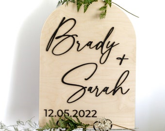 Arch Wedding Welcome Sign, Custom 3D Wood Arch Wedding Sign, Rustic Wedding Ceremony Signage, Reception Sign, Welcome Board, Natural Wood