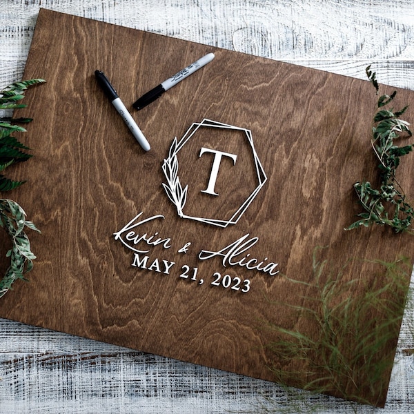 3D Hexagon Wedding Guest Book Alternative - Rustic Guest book - Wooden 3D Guest Book Sign - Unique Wood Guestbook - Hexagon Wedding Sign