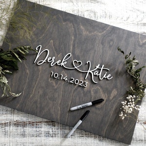 3D Wedding Guest Book Alternative, Heart Guest Book, Wood 3D Guest Book Sign, Unique Wood Guestbook, Names with Heart Wedding Signage