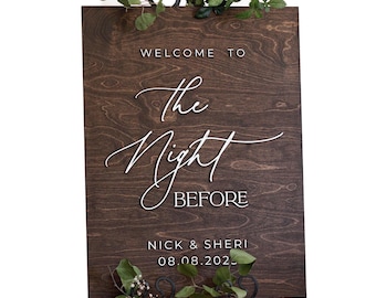 Wedding Rehearsal Welcome Sign, The Night Before Wood Wedding Sign, Minimalist Rehearsal Sign, Modern Wood Sign, Personalized Shower Sign