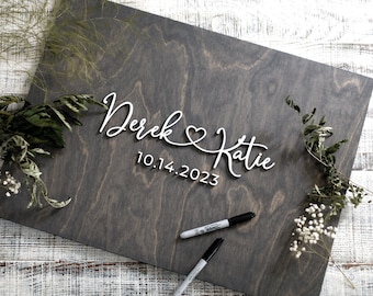 3D Wedding Guest Book Alternative, Heart Guest Book, Wood 3D Guest Book Sign, Unique Wood Guestbook, Names with Heart Wedding Signage