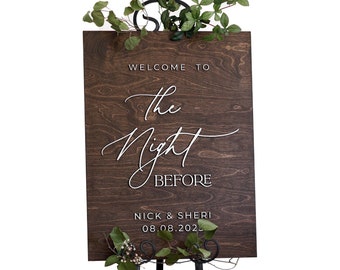 Wedding Rehearsal Welcome Sign, The Night Before Wood Wedding Sign, Minimalist Rehearsal Sign, Modern Wood Sign, Personalized Shower Sign