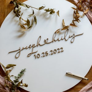 Round 3D Wedding Guest Book Alternative, Connected Heart Guest Book, Circle Wood 3D Guest Book Sign, Unique Wood Guestbook, Names with Heart