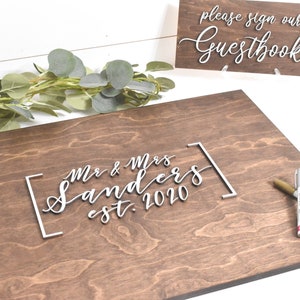 3D Wedding Guest Book Alternative - Rustic Guest book - Wooden 3D Guest Book Sign - Unique Wood Guestbook - Mr and Mrs Wedding Sign