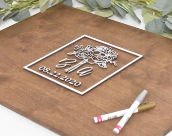 Wooden 3D Guestbook sign - 3D Wedding Guest Book Alternative - Flower Guest book  - Unique Wood Guestbook - Mr and Mrs Wedding Sign