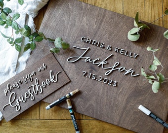 Wedding Guest Book Alternative, Rustic Wood Guest book, Last Name Sign, Wooden Guest Book Sign, Unique Wood Guestbook, Wood Guest Board Sign