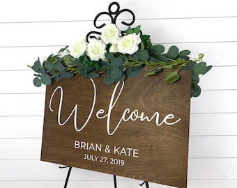 Custom Wedding Welcome Sign, Personalized Ceremony Entrance Sign, Wood Wedding Decor, Custom Wedding Sign, Rustic Wedding Reception Sign